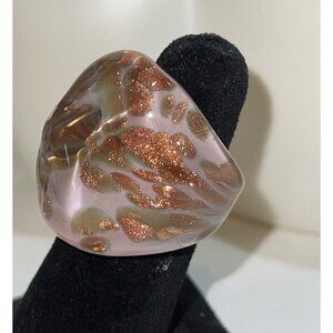 Dichroic Glass Lavender Mauve Ring — Size 7